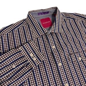 Tommy Bahama Plaid Button Down Shirt Men's XL Blue Long Sleeve